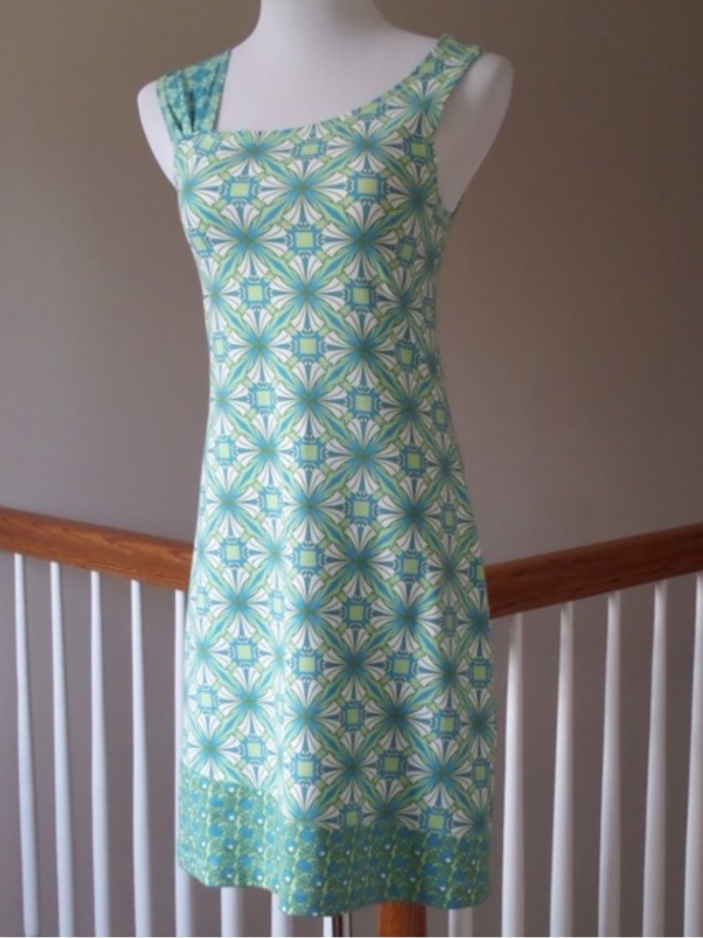 Title nine Green and Aqua Geometric Summer Dress